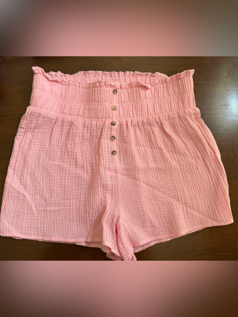 Simply Southern Pink Gauze High Waist Smocked Shorts Taffy M/L NWT